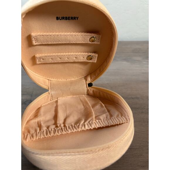 Burberry Goddess 5" Zip Around Travel Jewelry Case Round Clutch Makeup Bag - Picture 4 of 5